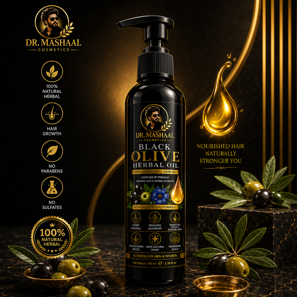 Dr. Mashaal Black Olive Herbal Hair Oil | Hair & Scalp Care