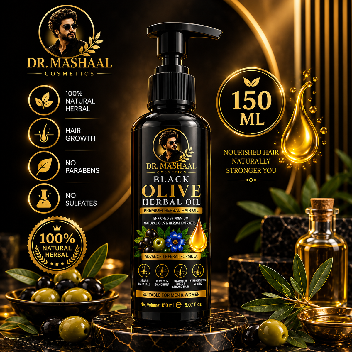 Dr. Mashaal Black Olive Hair Oil | 150ml