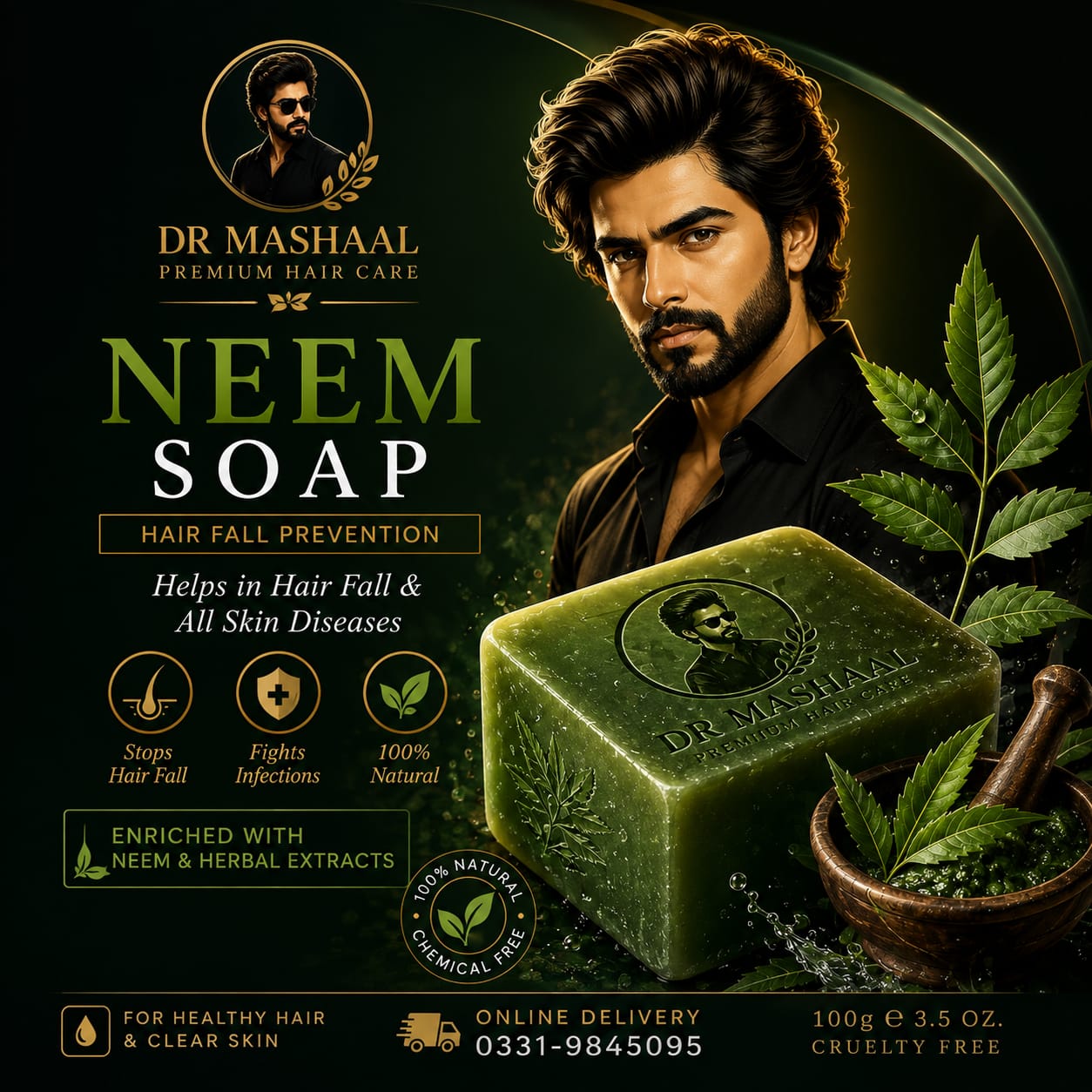 Dr. Mashaal Neem Extract Soap | Herbal Hair & Scalp Care